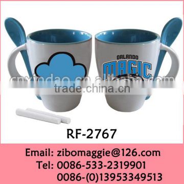 Glazed NBA Designed Ceramic Coffee Mug with Belly Shape for Mug Spoon