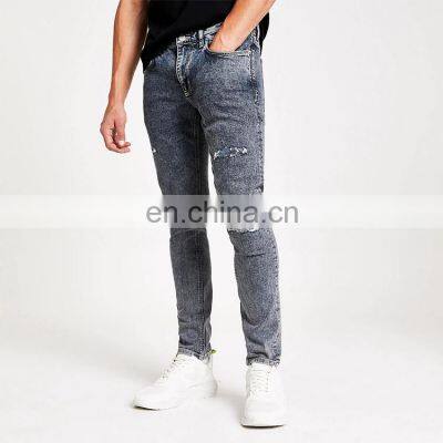 OEM custom High quality fashion Design black wash design skinny men jeans