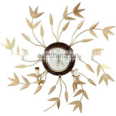 leaf design metal clock