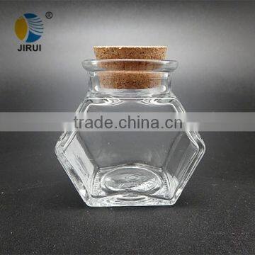 Mini Hexagon Transparent Glass Food Jar With Cork photo-2