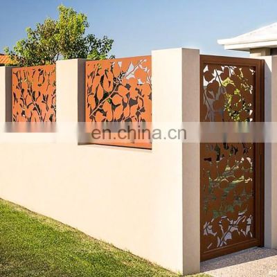 Cortensteel laser cut corten steel garden partition decorative outdoor metal privacy room corten steel screen