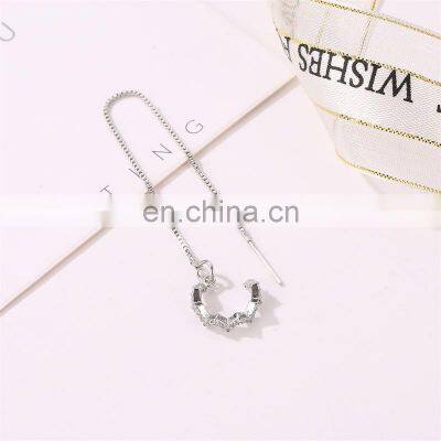 1PC Ear Clip Long Tassel Earrings for Women 2021 Zircon Ear Cuff Earring Ear Line Fashion Jewelry Gift photo-4