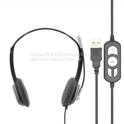 Ultra-Lightweight 2m Usb Headphones Over-ear Headphones Noise Cancelling Microphone Headphones HD805