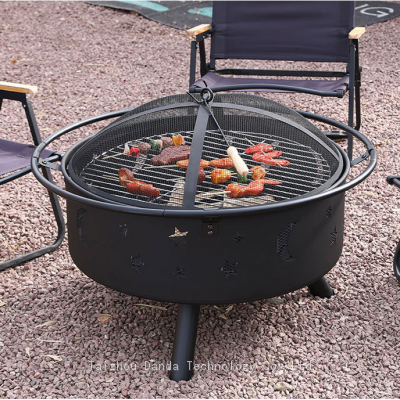 Steel Round Fire Pit With Star Looking photo-4