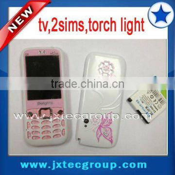 Q8 2sims tv telefonos chinos with torch light