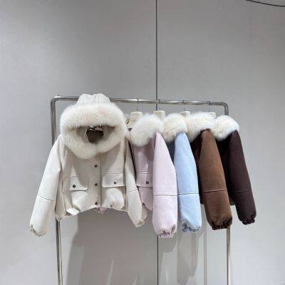 Women's Short Fox Fur Coat, Haining Winter Hooded Down Parka Jacket, Age-Defying photo-3