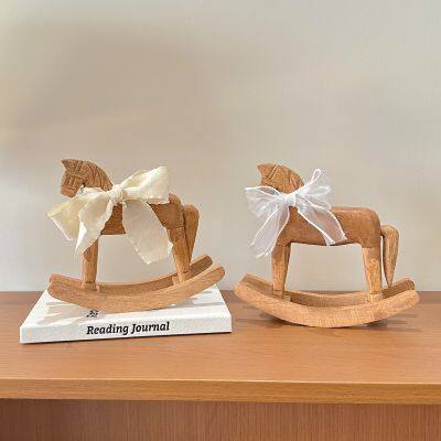 Retro Rural Style Wooden Rocking Horse photo-5