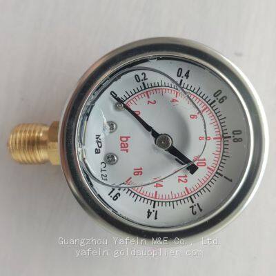 Pressure Gauge 0-16bar/1,6MPa Heavy-duty Double Scale Radial Low-pressure Stainless Steel Shock-resistant Pressure Gauge
