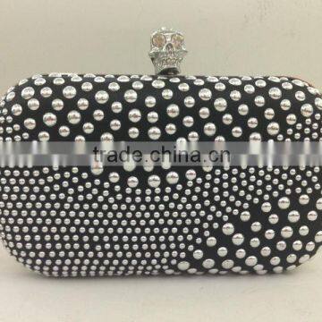 sequin evening bags with 3d print skull clasp