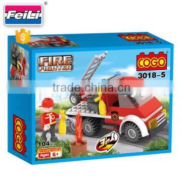 Cogo Toys Hot New 3 in 1 Fire Fighter Plastic Building Blocks Set photo-5