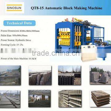 automatic cement brick making machine for sale QT8-15