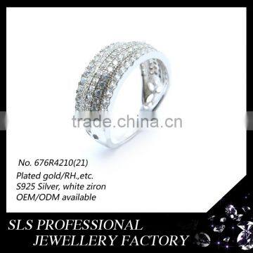 Special design 925 sterling silver white gold plated white zircon gemstone spinner ring for ladies