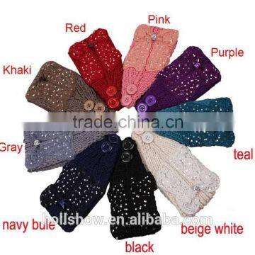 New Fashion Rhinestone Wool Knitted Bow Knot Women Hair Headband