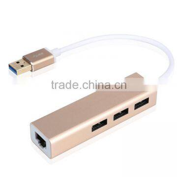 High Quality USB 3.0 Hub Ports with RJ45 Cable Adapter