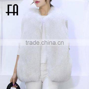 Factory direct lady's fashion natural blue fox fur vest