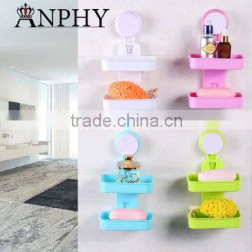 AN624 ANPHY Wall Mounted Multi-fuction Plastic Double Layers Soap Coner Shower Shelf