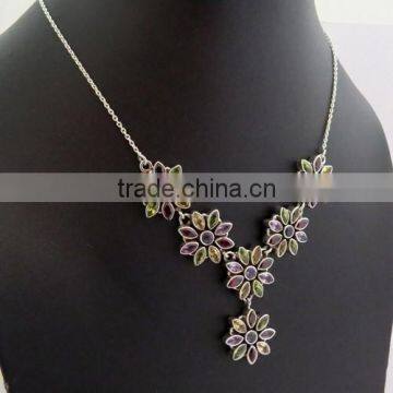 Lovely Kiss !! Multi Colour 925 Sterling Silver Necklace, Gemstone Silver Jewellery, Handmade Silver Jewellery photo-5