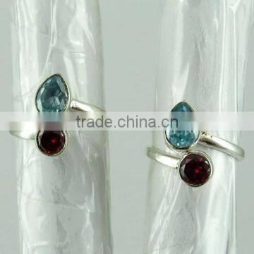 Starborn Creation !! Sky Blue CZ & Red CZ 925 Sterling Silver Toe Ring, Sterling Silver Jewelry, Wholesale Silver Jewelry