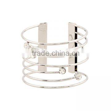 Europe Wire Shape Diamond Gold Plated Cuff Bracelet photo-5