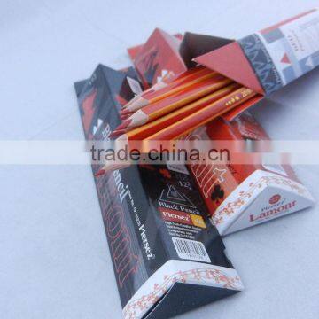 2014 7"wood markable triangle stripe pencil with rubber in set yiwu pencil factories,pencils with logo