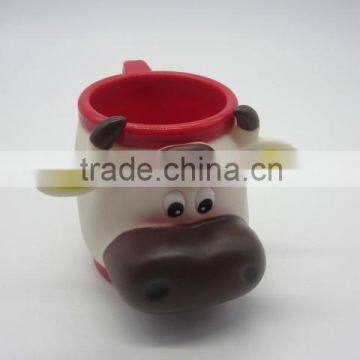 hot sell creative plastic Cow cartoon figure mug