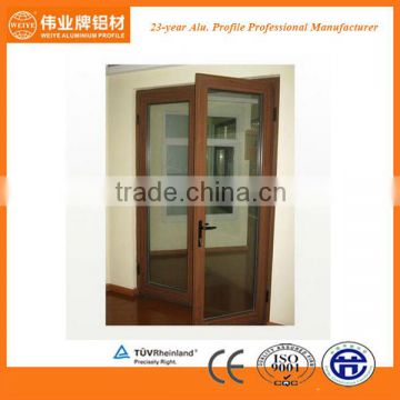 Good quality wood grain surface aluminum door for rooms