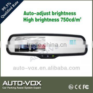 4.3" high brightness car reverse Rear view Mirror Monitor with compass and temperature display