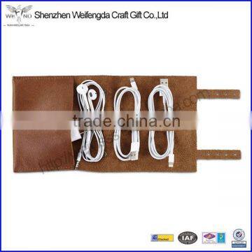 Factory Hot Sale High Quality New Brown Leather Earbud Holder Case