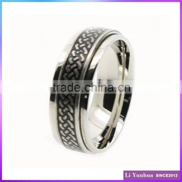 Stainless Steel Spinner Etched Regular Line Gay Men Rings