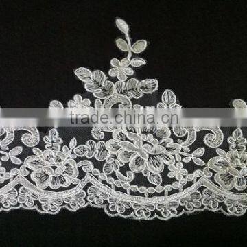 2015 new white corded bridal mesh lace design