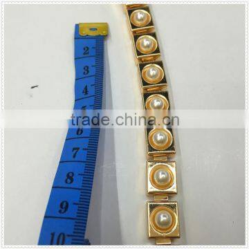 Gold Square Chain With Pearl for Clothes Necklace and Shoes photo-2
