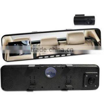 Dual camera car dvr rearview mirror