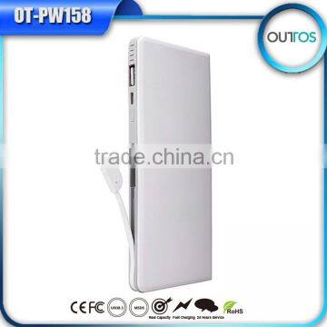 Wholesale new arrival built in micro USB cable power bank 8000mah