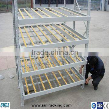 Warehouse pallet flow rack rail