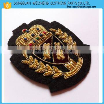 Sew-on handmade lace badge/wholesale embroidery eagle emblems for military uniform