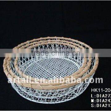 wire basket with rattan deco