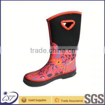 Women Rain Boots pink Neoprene Rubber Boots 1323