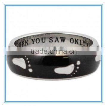 Footprints In The Sand Ring Black Enamel