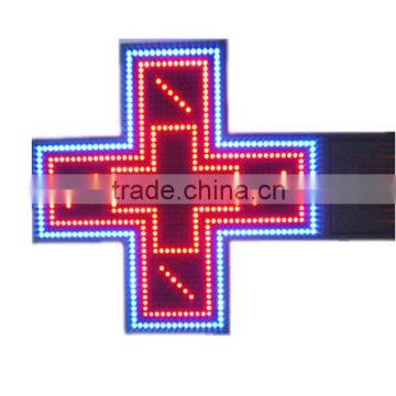 P16 single red with two line blue border LED cross pharmacy sign