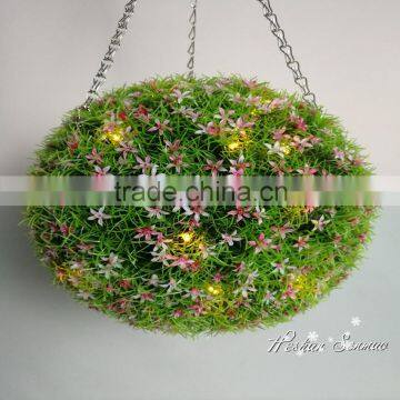 Factoty direct sale artificial hanging topiary ball flower ball with LED lights