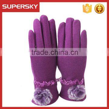 V-369 Fur Pom Pom Ladystyle Stylish Wool Women Warmer Gloves Magic Finger Gloves photo-4