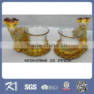 custom new design resin sheep figure candle holder