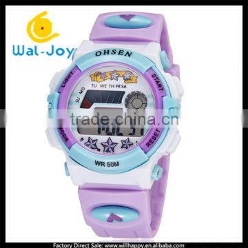 WJ-5247 OHSEN charming colorful waterproof high quality children rubber digital watch