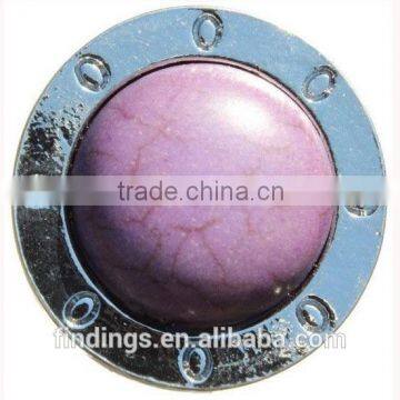 LJ1447 personalized button charm with gemstone bead