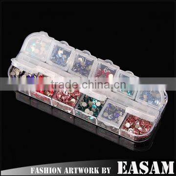 2015 Manicure nail jewellery box,hot Nail Art Rhinestone Box 12 Compartment                        
                                                Quality Choice