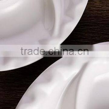 White Ceramic Dinner Division Fan Shape Round Plate for Home Restaurant photo-2