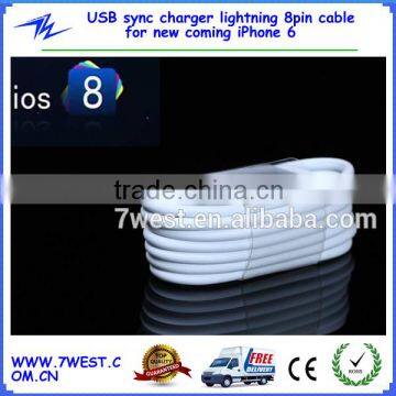 For apple lightning usb cable 8pin sync charger cable for iPhone 5/iPhone 5s/iPhone 6 support iOS8