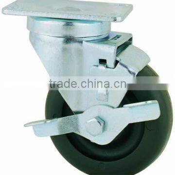 22 Series Double Ball Raceway Structure Top Plate Swivel Black PP Caster With Side Brake