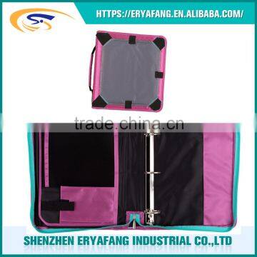 Zipper binder with 5 pockets, 3 rings zipper binder with handle