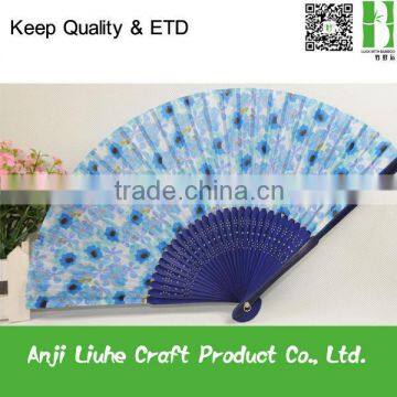 blue bamboo folding hand fan wedding favor